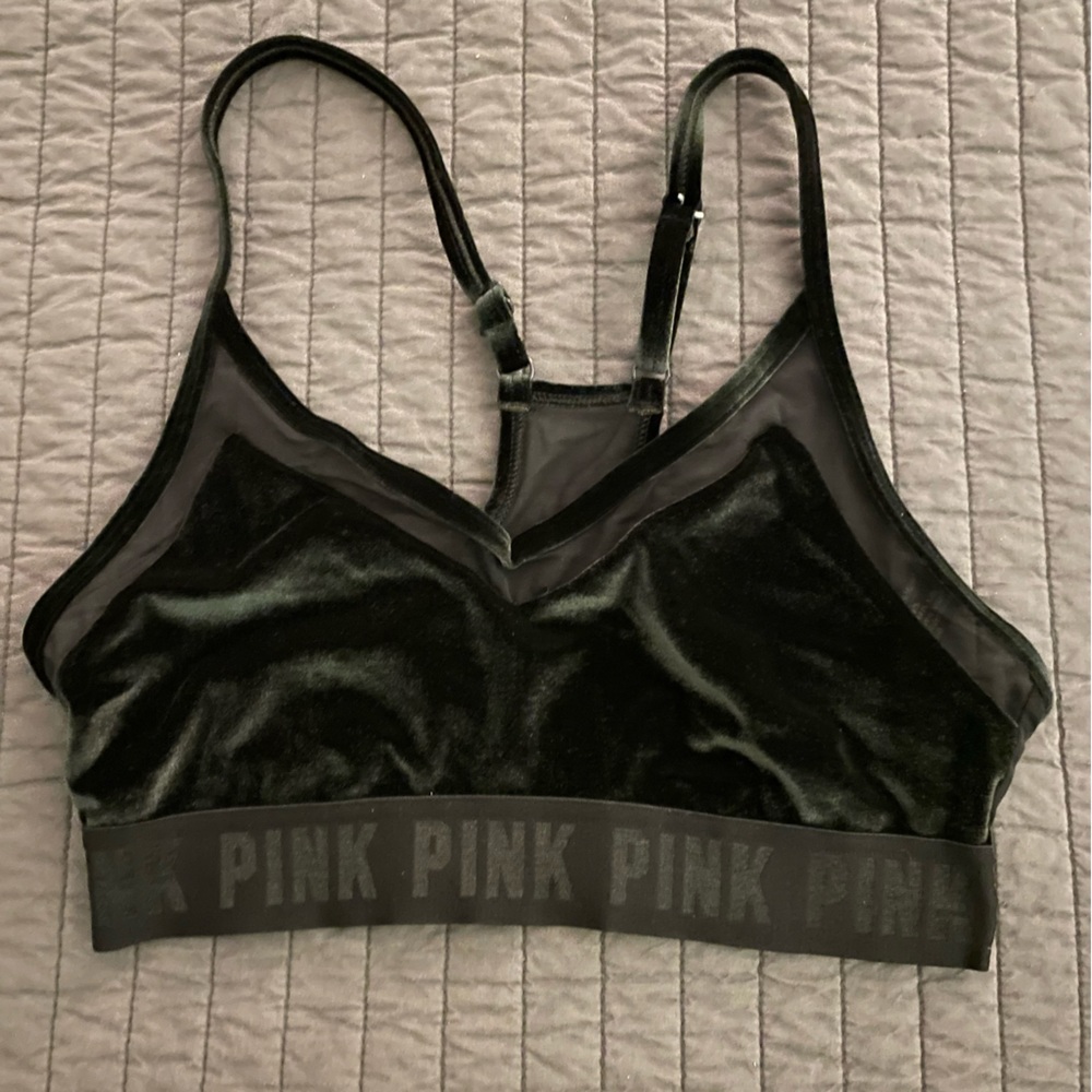 Victoria’s Secret PINK velvet and sheer sports bra